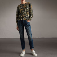 Pull en coton à imprimé Bestiaire - Sage Green