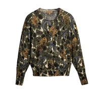 Pull en coton à imprimé Bestiaire - Sage Green