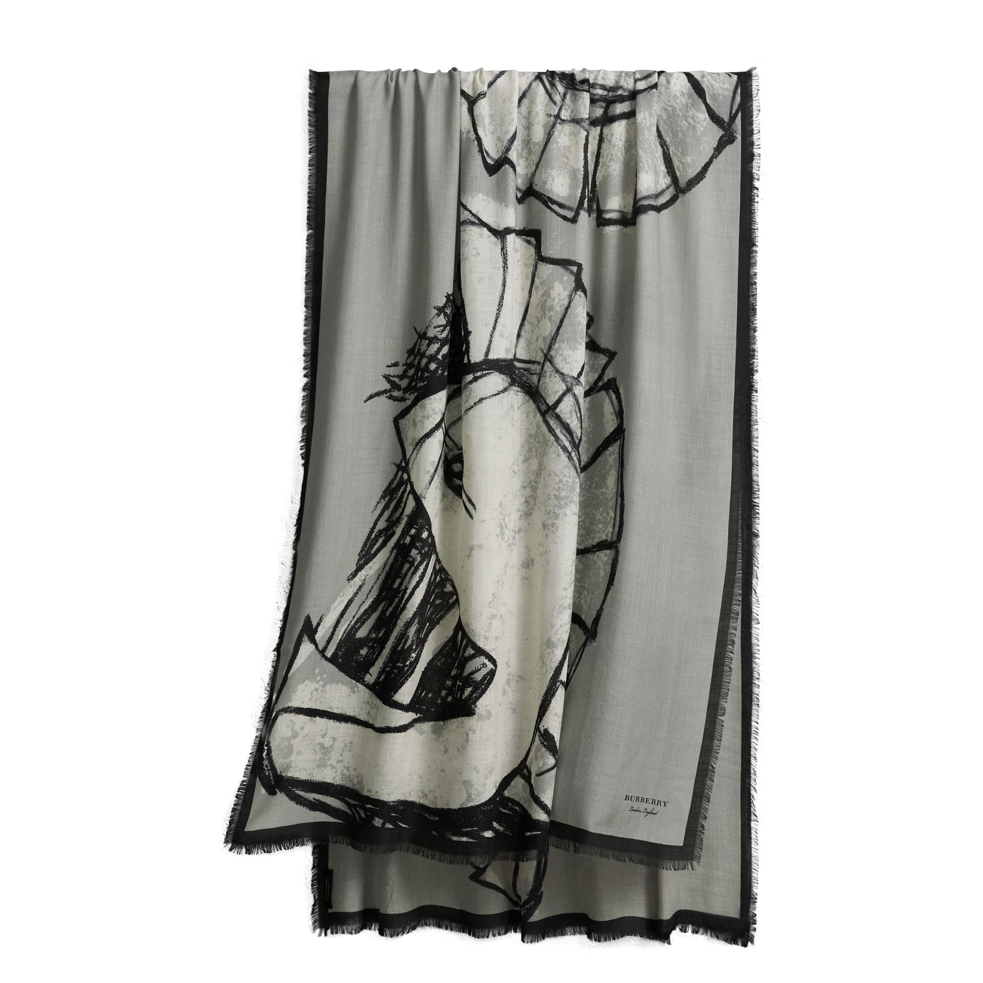 Écharpe en cachemire avec motif Pallas Helmet - Grey