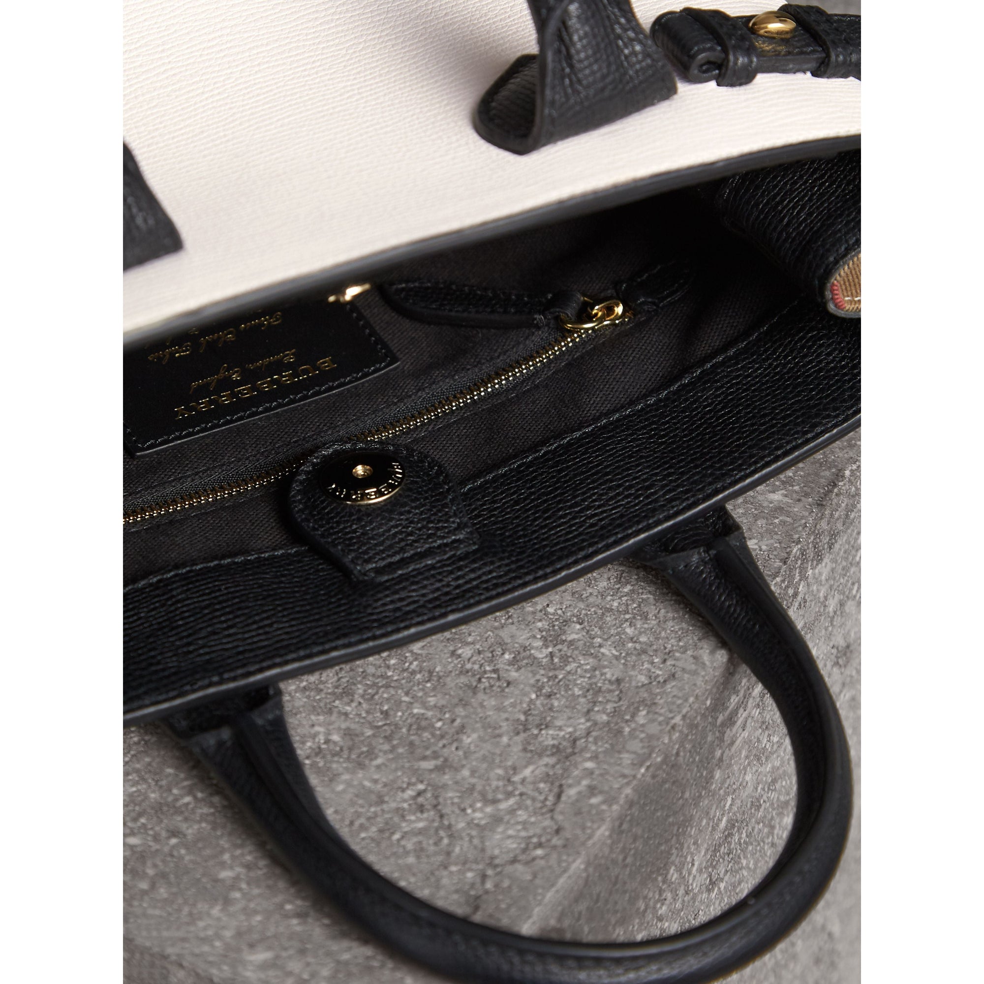 Petit sac The Banner en cuir et coton House check - Natural & Black