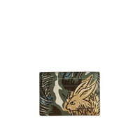 Porte-cartes en cuir à imprimé Bestiaire - Sage Green