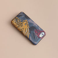 Étui pour iPhone 7 en cuir London à imprimé Bestiaire - Navy Grey