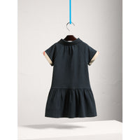 Robe taille basse en piqué de coton extensible - Navy