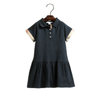 Robe taille basse en piqué de coton extensible - Navy