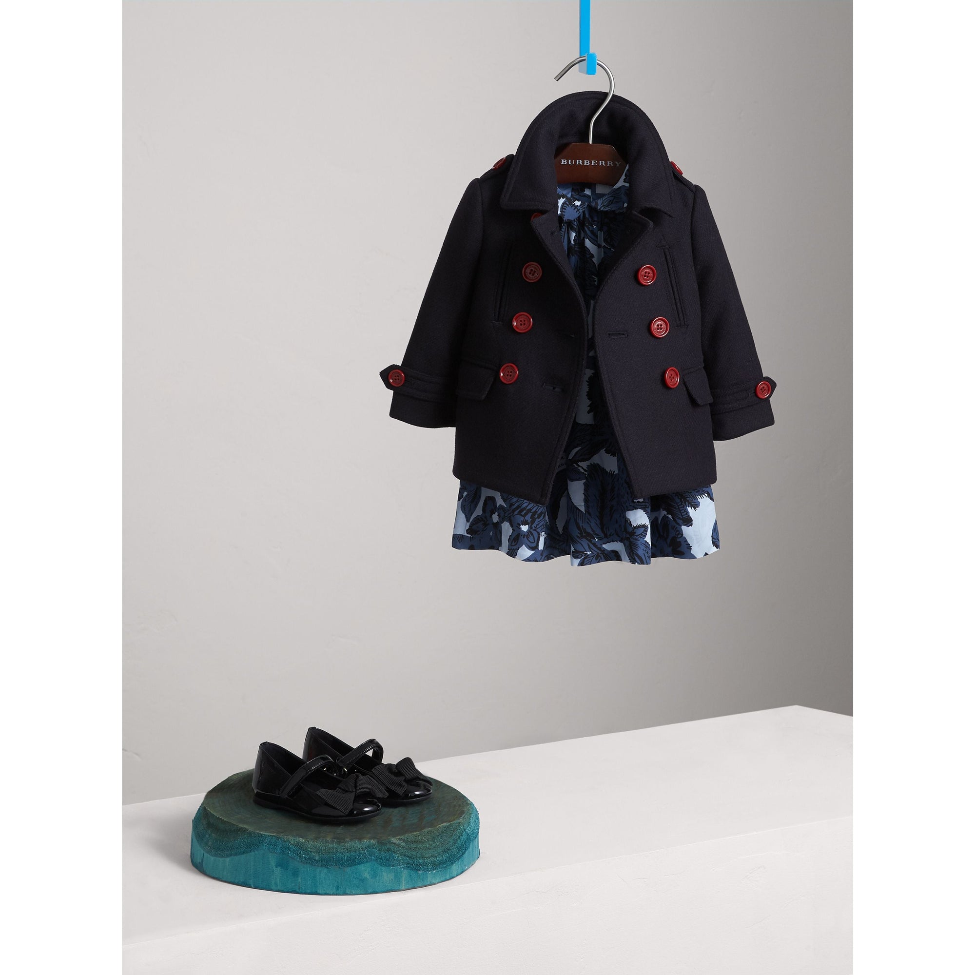 Caban en laine et cachemire mélangés avec boutons en résine - Navy