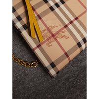 Clutch bicolore en cuir et tissu Haymarket check - Dusty Pink & Multi