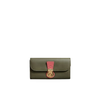 Portefeuille continental en cuir trench bicolore - Green & Pink