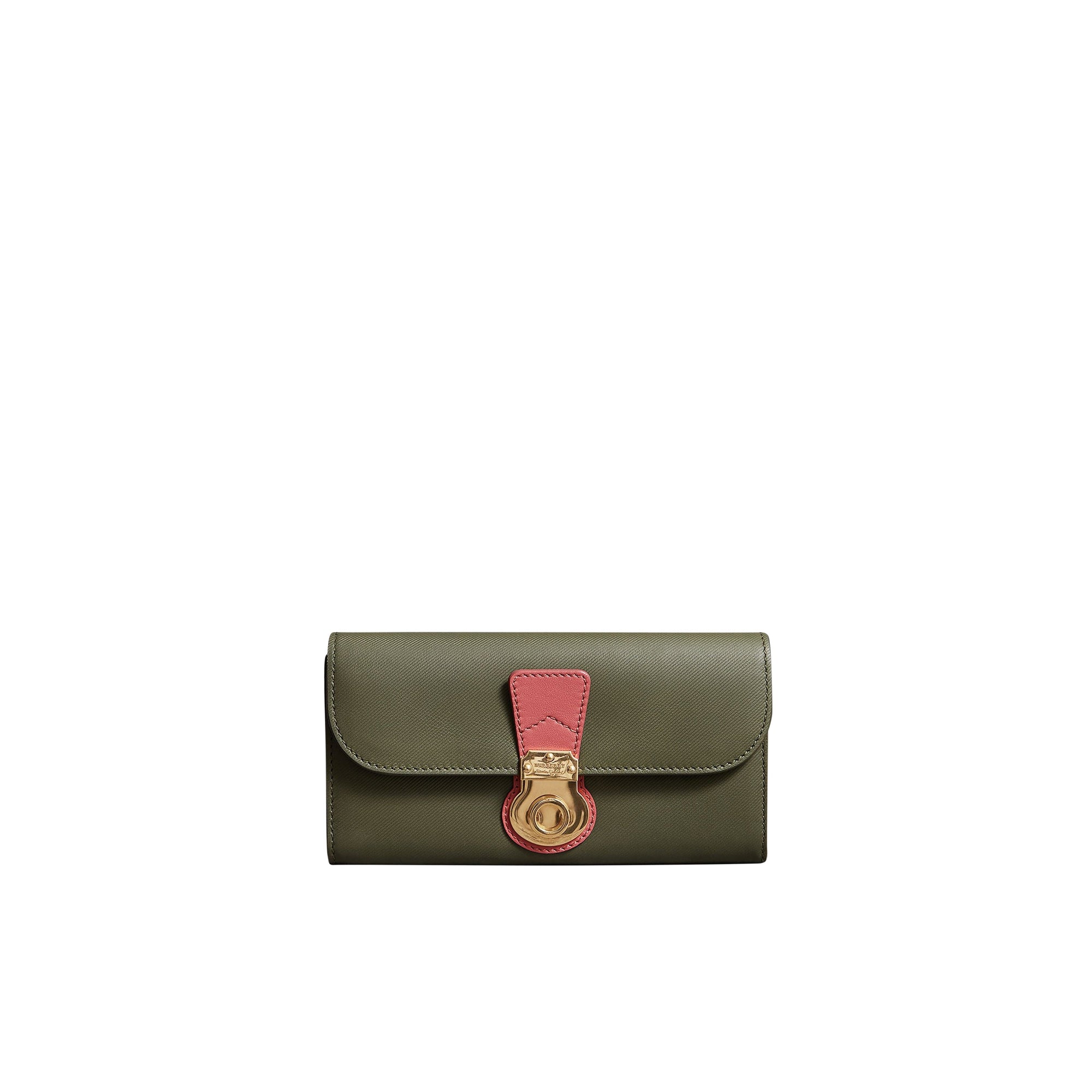 Portefeuille continental en cuir trench bicolore - Green & Pink