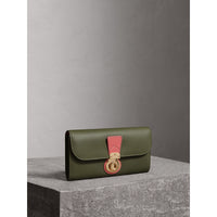 Portefeuille continental en cuir trench bicolore - Green & Pink