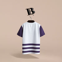T-shirt en coton à rayures avec imprimé Gentleman barbu - Bright Navy