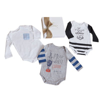 Coffret cadeau bébé trois pièces en coton imprimé - White