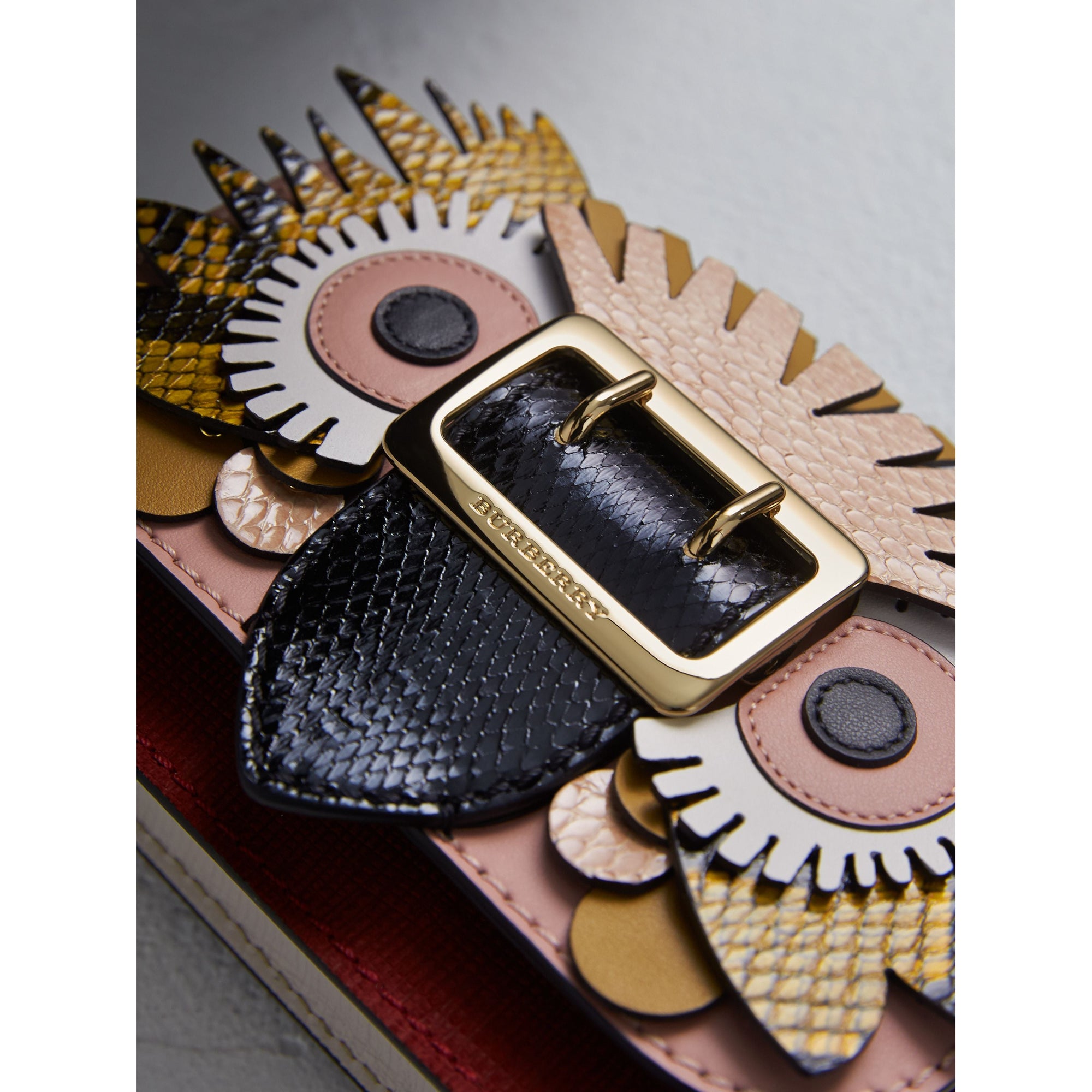 Mini sac The Buckle en cuir et peau de serpent à motif Bestiaire - Ash Rose
