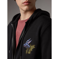 Haut à capuche en coton avec motif Bestiaire - Black