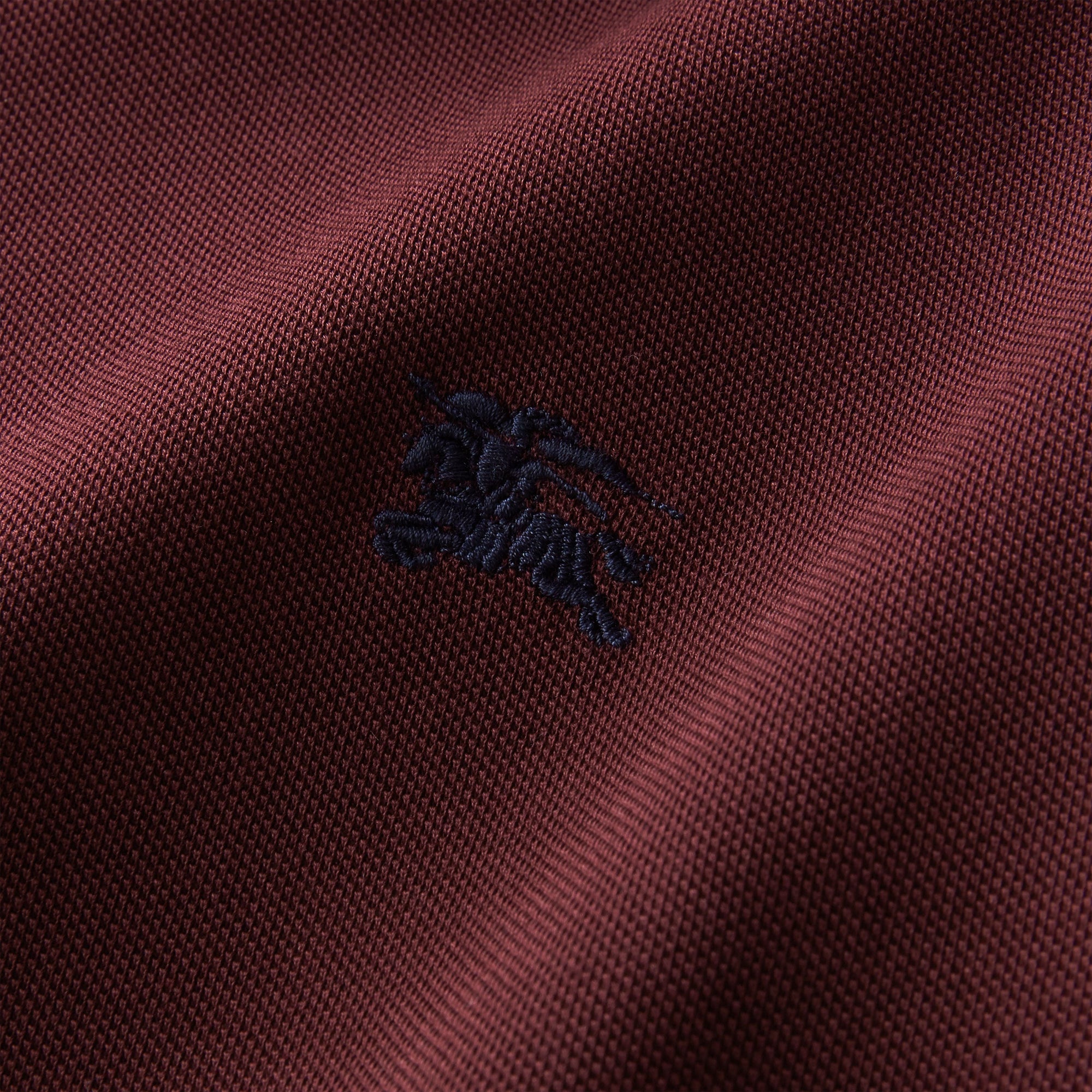 Polo bicolore en piqué de coton avec patte à motif check - Deep Claret