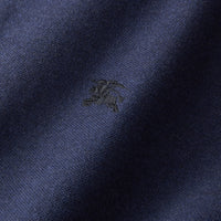 Polo bicolore en piqué de coton avec patte à motif check - Navy Melange