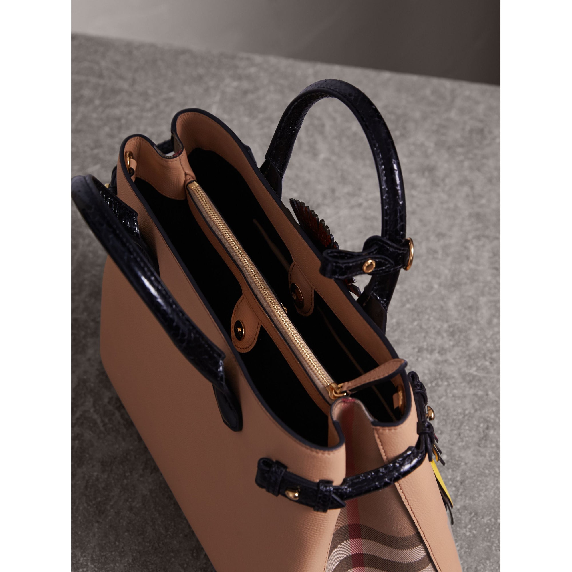 Sac The Banner moyen en cuir avec motif Bestiaire - Chino