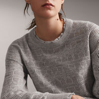 Pull en laine & cachemire détails en dentelle - Light Grey Melange