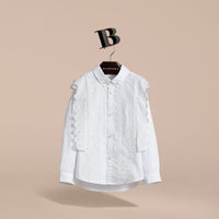 Chemise en broderie anglaise & détails en dentelle - White
