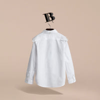 Chemise en broderie anglaise & détails en dentelle - White