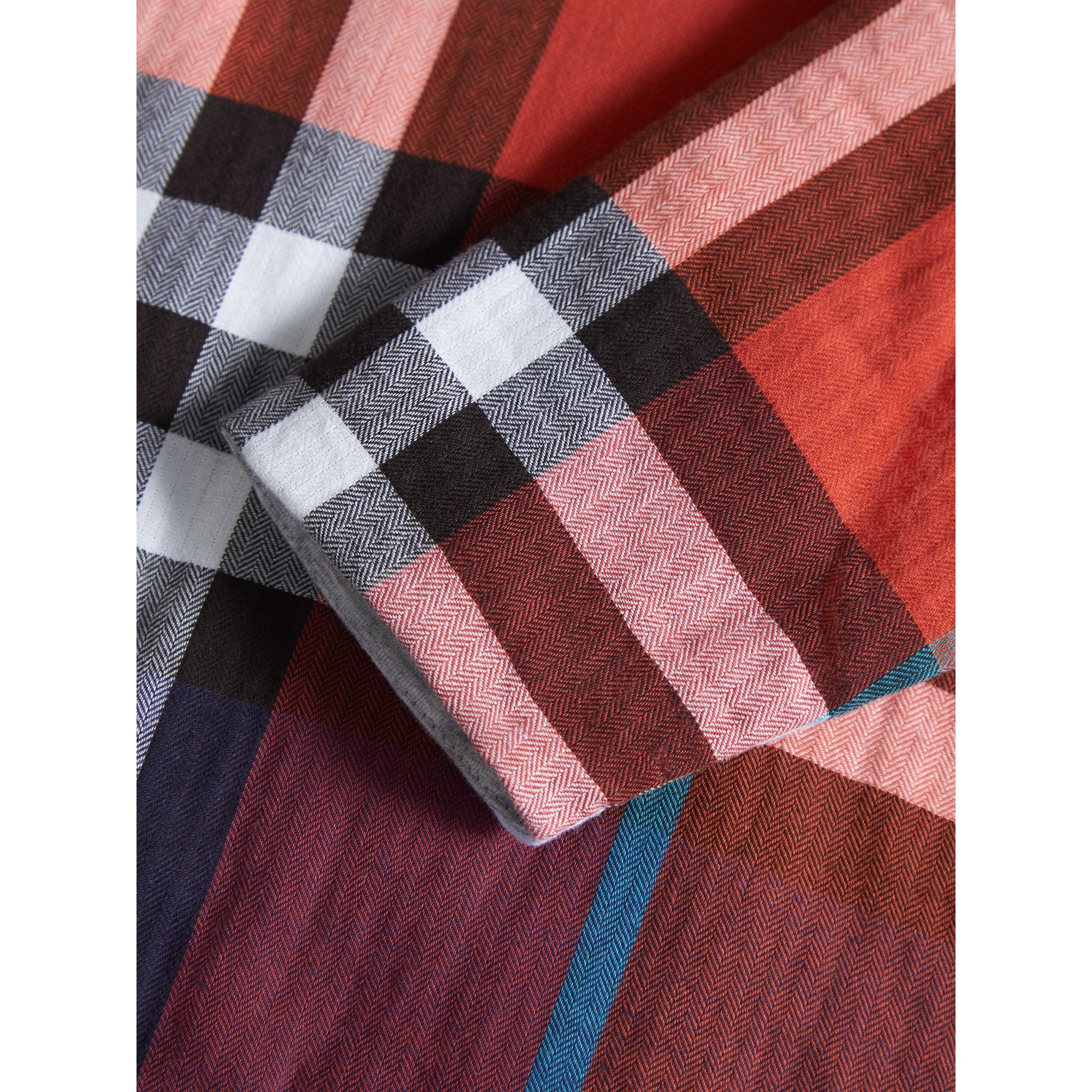 Combinaison en coton matelassé à motif check - Ornge Red & Blue