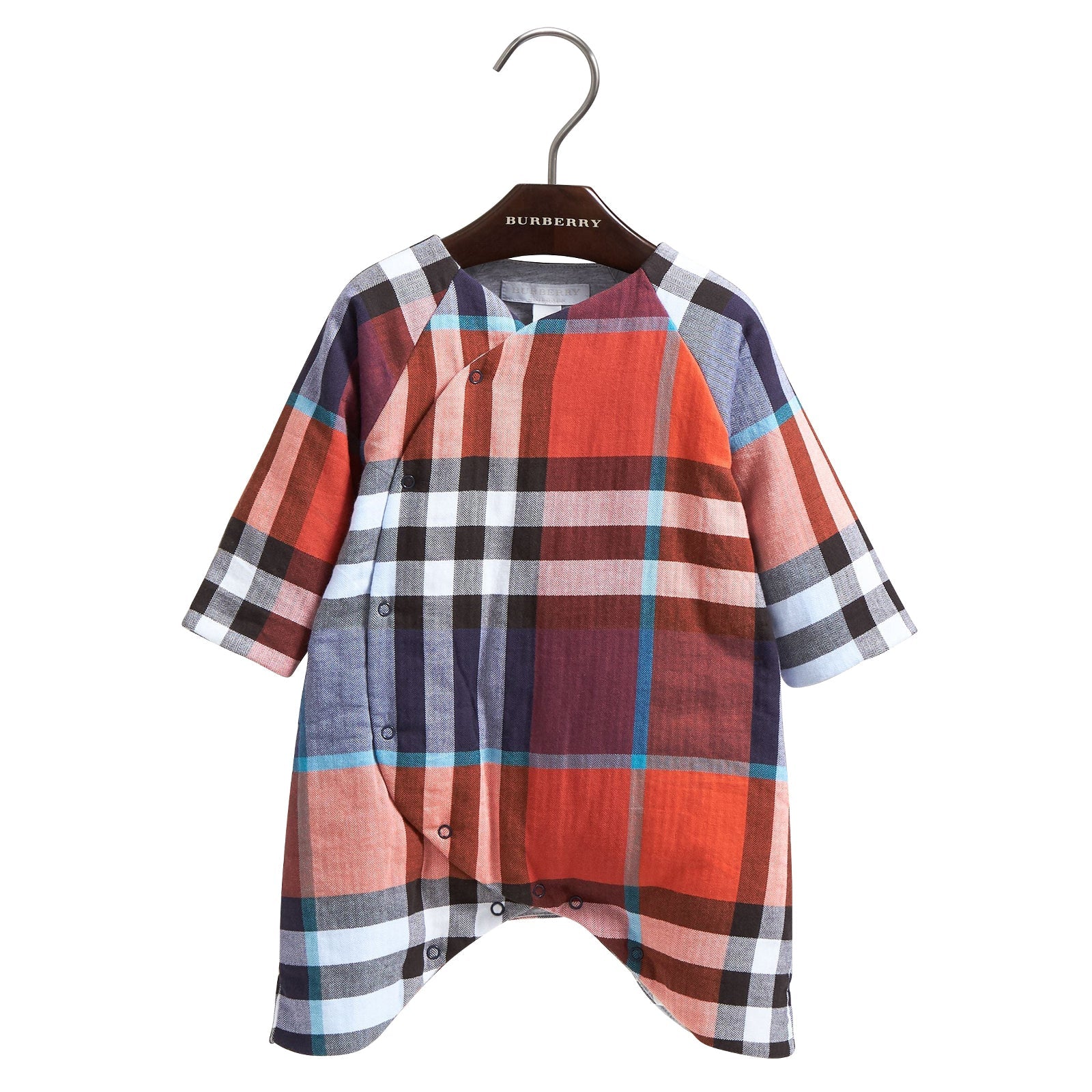 Combinaison en coton matelassé à motif check - Ornge Red & Blue