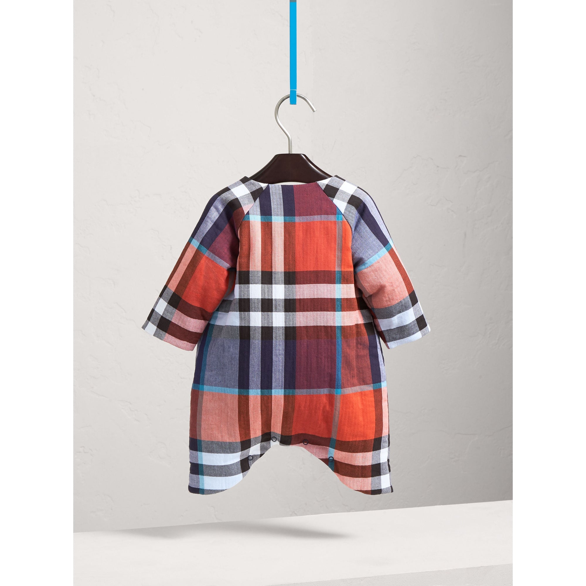 Combinaison en coton matelassé à motif check - Ornge Red & Blue