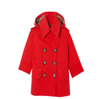 Trench à capuche en sergé de coton - Bright Red