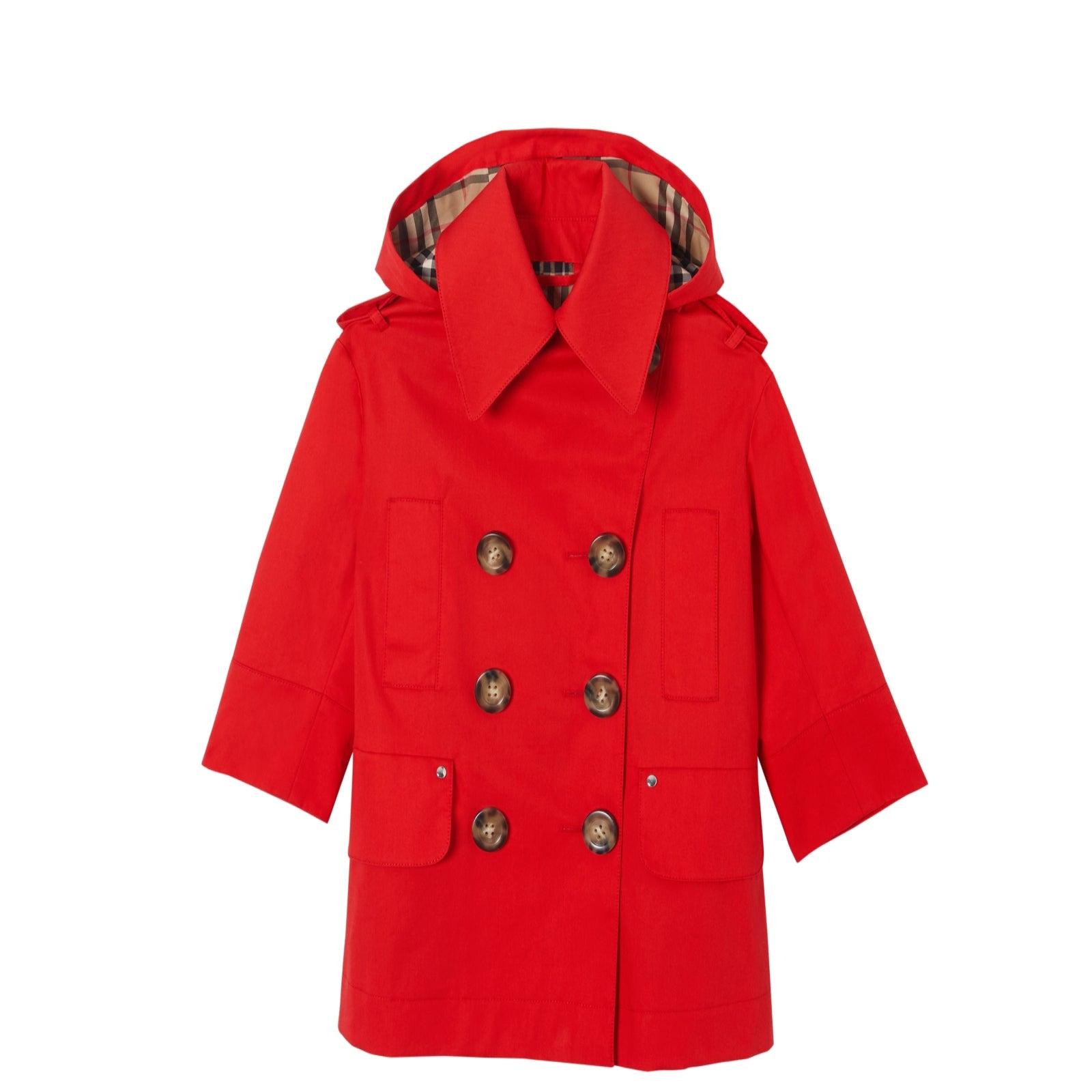 Trench à capuche en sergé de coton - Bright Red