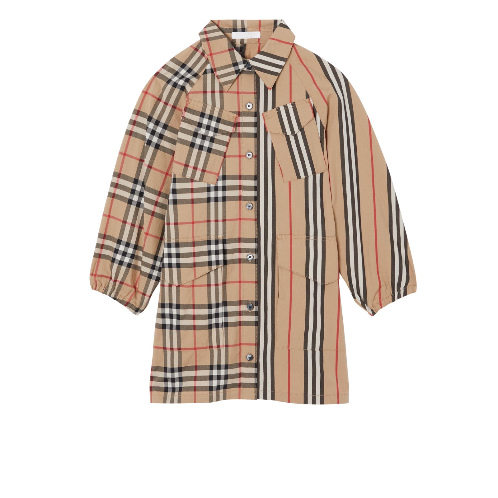 Robe chemise en coton à rayures iconiques et Vintage check - Archive Beige