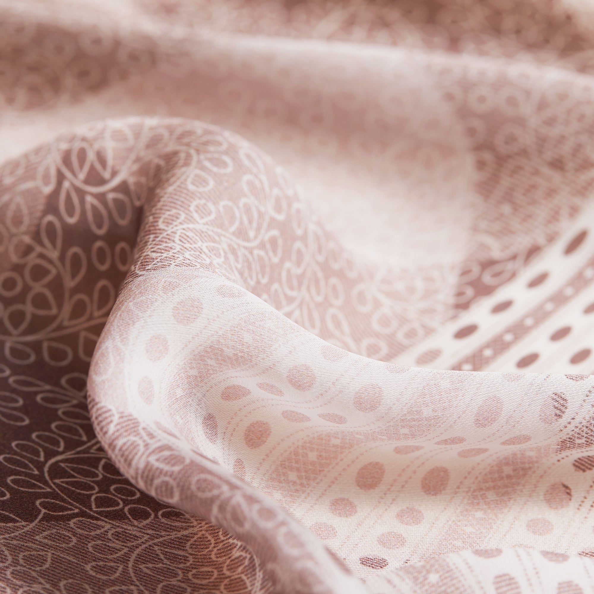 Écharpe en soie à imprimé floral en dentelle et motif check - Ash Rose