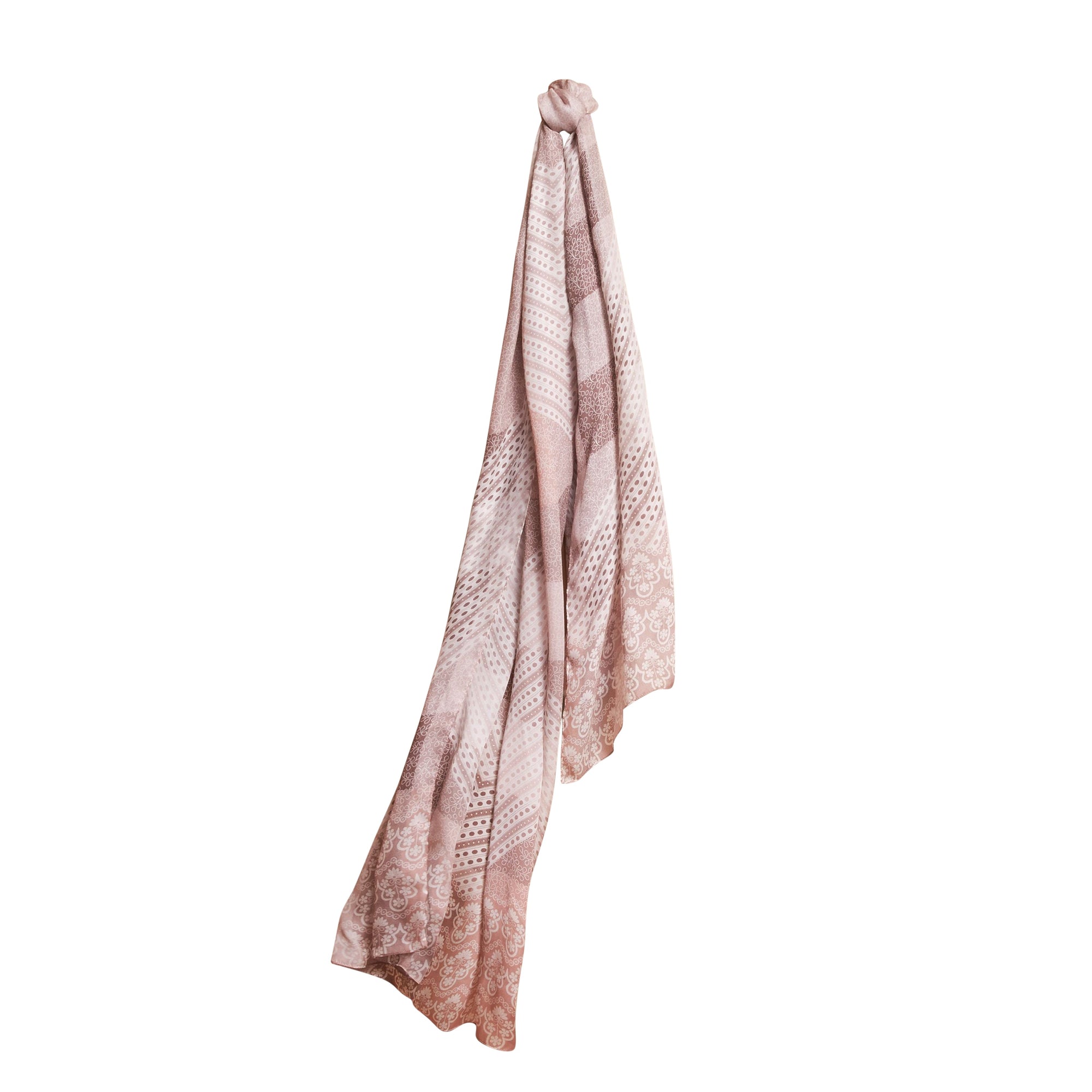 Écharpe en soie à imprimé floral en dentelle et motif check - Ash Rose