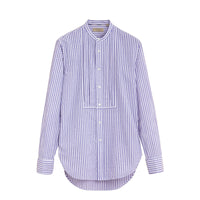 Chemise plastron plissé unisexe rayé - Pale Blue & White