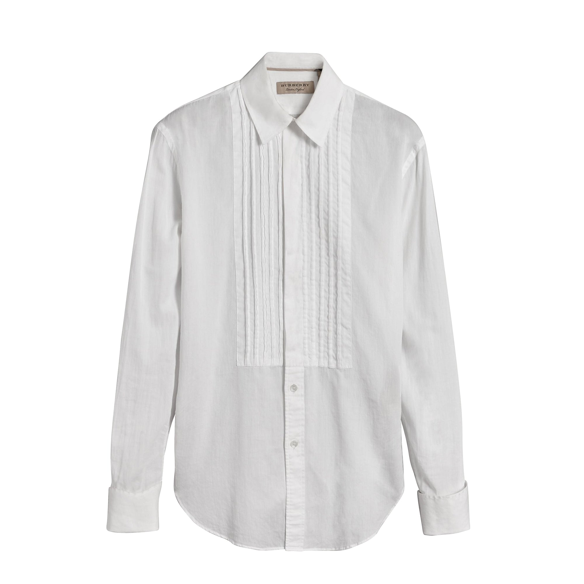 Chemise unisexe avec plastron nervuré & poignets mousquetaires - White