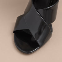 Sandales en cuir verni avec boucle - Black