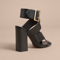 Sandales en cuir verni avec boucle - Black