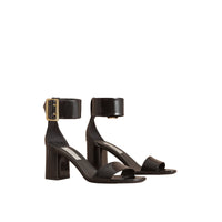 Sandales en cuir verni avec boucle - Black