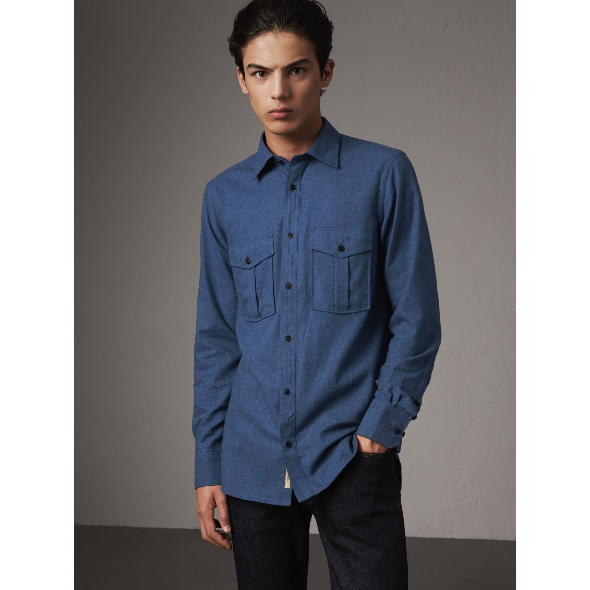 Chemise en flanelle de coton légère - Canvas Blue