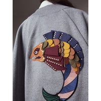 Cape sweat-shirt avec appliqué Bestiaire - Pale Grey Melange