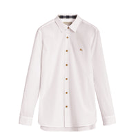 Chemise en popeline de coton avec boutons en résine - White