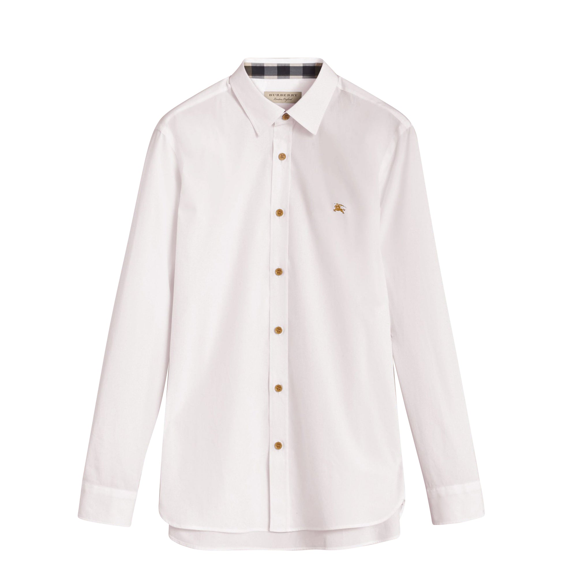 Chemise en popeline de coton avec boutons en résine - White