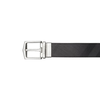 Ceinture réversible en tissu London check et cuir - Charcoal & Black