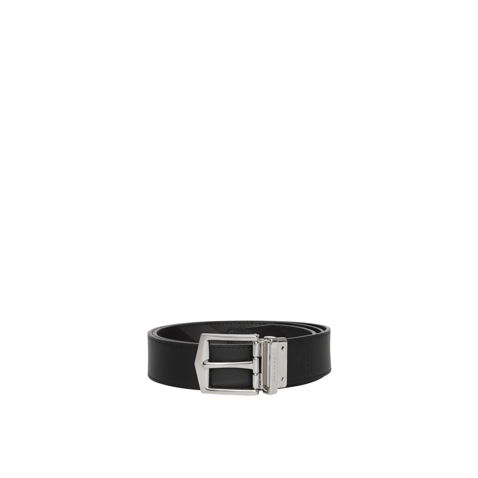 Ceinture réversible en tissu London check et cuir - Charcoal & Black