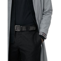 Ceinture à motif London check avec éléments en cuir - Charcoal & Black