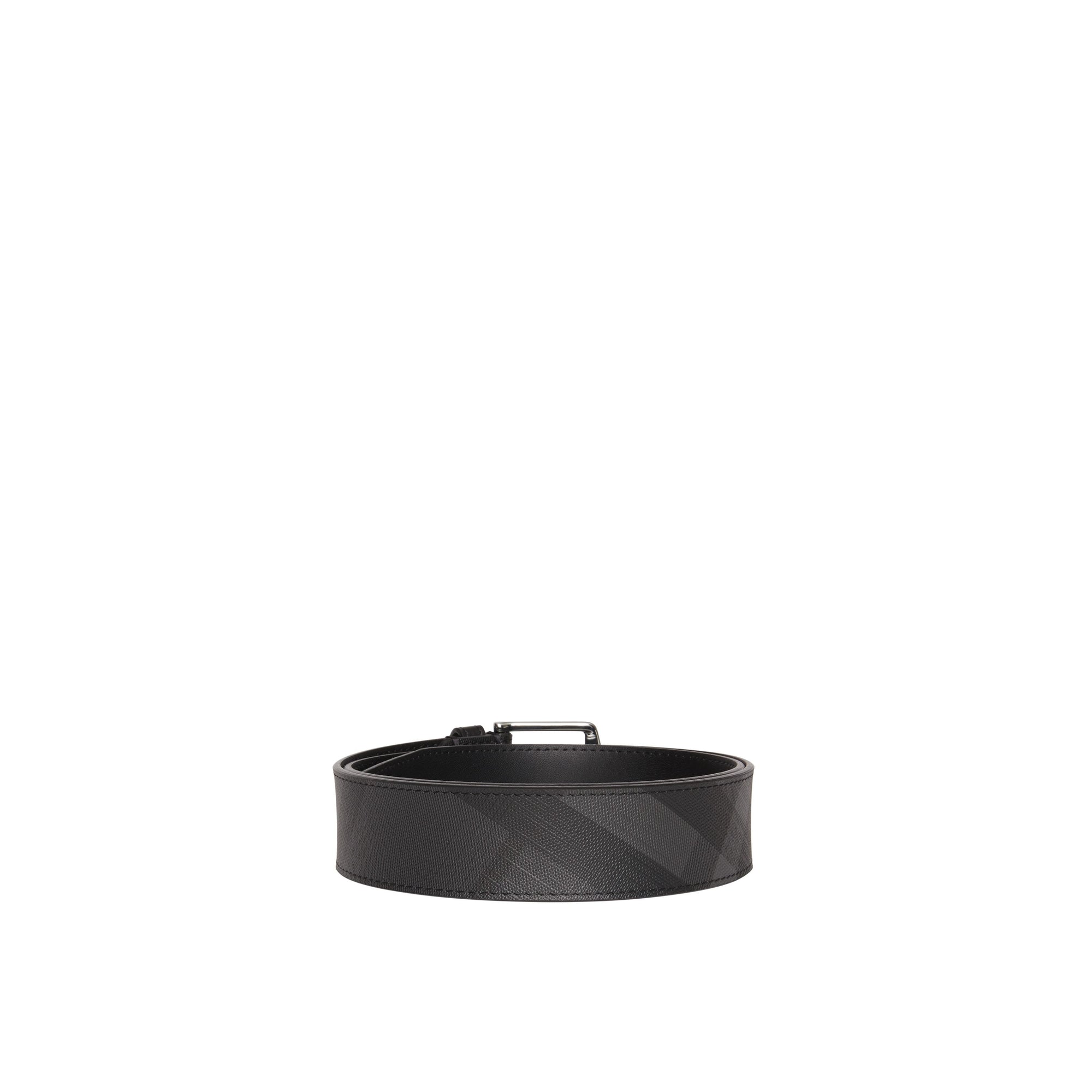 Ceinture à motif London check avec éléments en cuir - Charcoal & Black