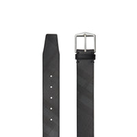 Ceinture à motif London check avec éléments en cuir - Charcoal & Black