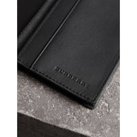 Porte-cartes à rabat London check avec cuir - Charcoal & Black