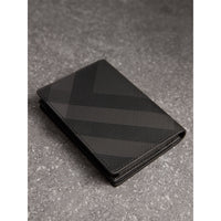 Porte-cartes à rabat London check avec cuir - Charcoal & Black