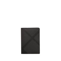 Porte-cartes à rabat London check avec cuir - Charcoal & Black