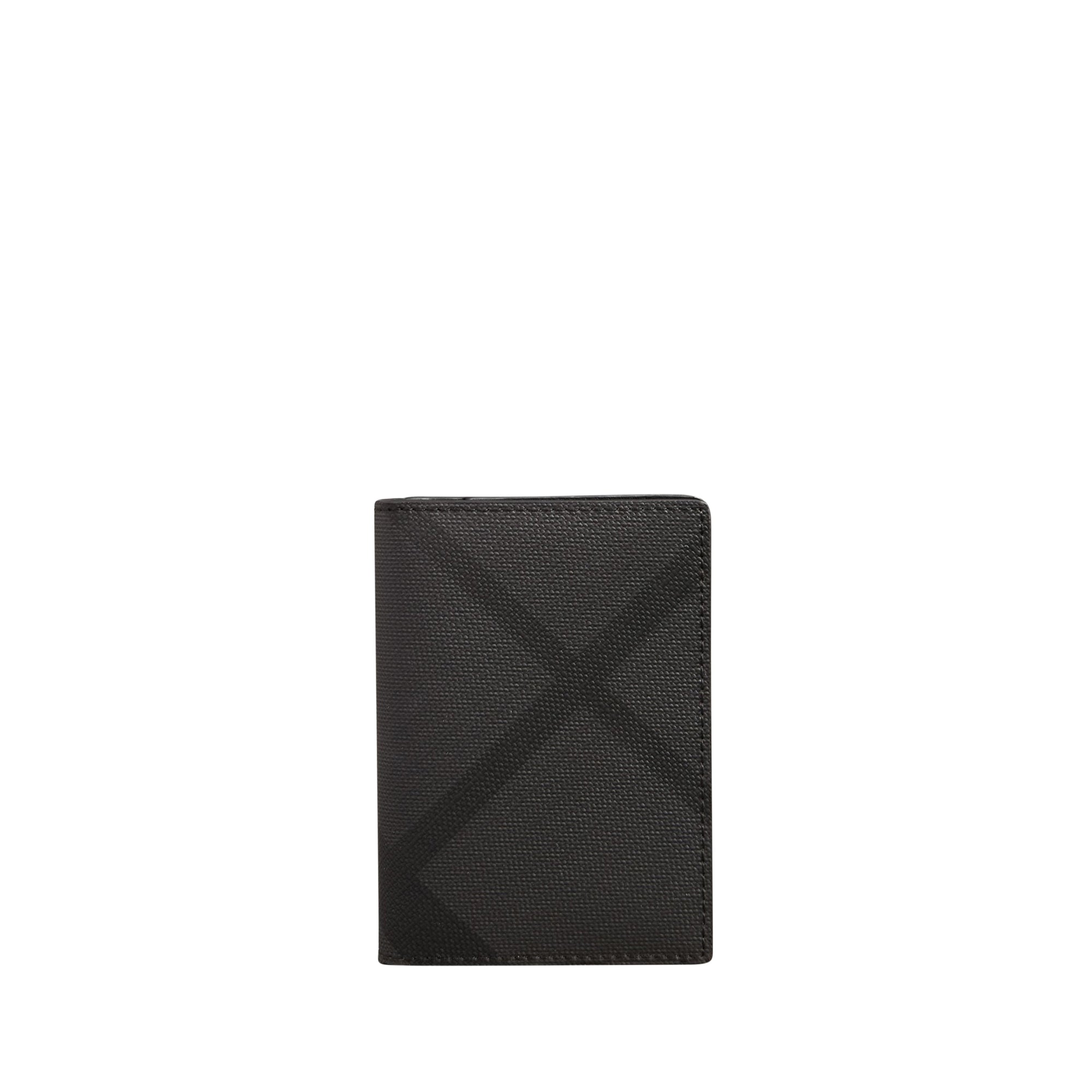 Porte-cartes à rabat London check avec cuir - Charcoal & Black