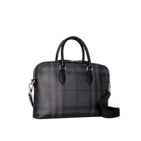 Attaché-case medium à motif London check avec éléments en cuir - Charcoal & Black
